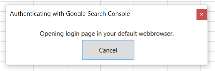 Чтобы аутентифицировать свою учетную запись Google Search Console с помощью SeoTools для Excel, нажмите кнопку входа