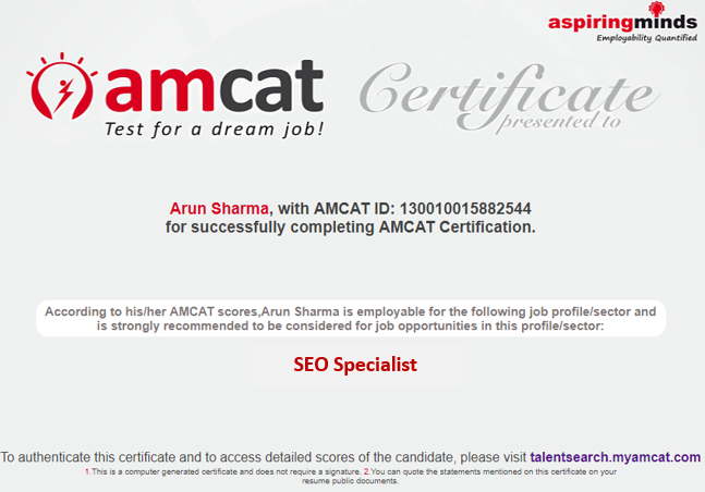 Вы становитесь сертифицированным специалистом AMCAT по SEO